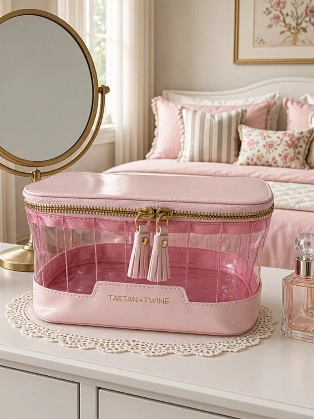 Tartan + Twine Make-Up, Toiletry and Travel Bag - Pink